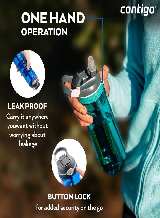 كونتيجو زجاجة ترطيب بلاستيكية كبيرة من كونتيجو، خالية من مادة BPA، مانعة للتسرب، مزودة بماصة قابلة للطي - 720 مل، سكوبا، عبوة من قطعة واحدة، ألوان متنوعة - Image 4